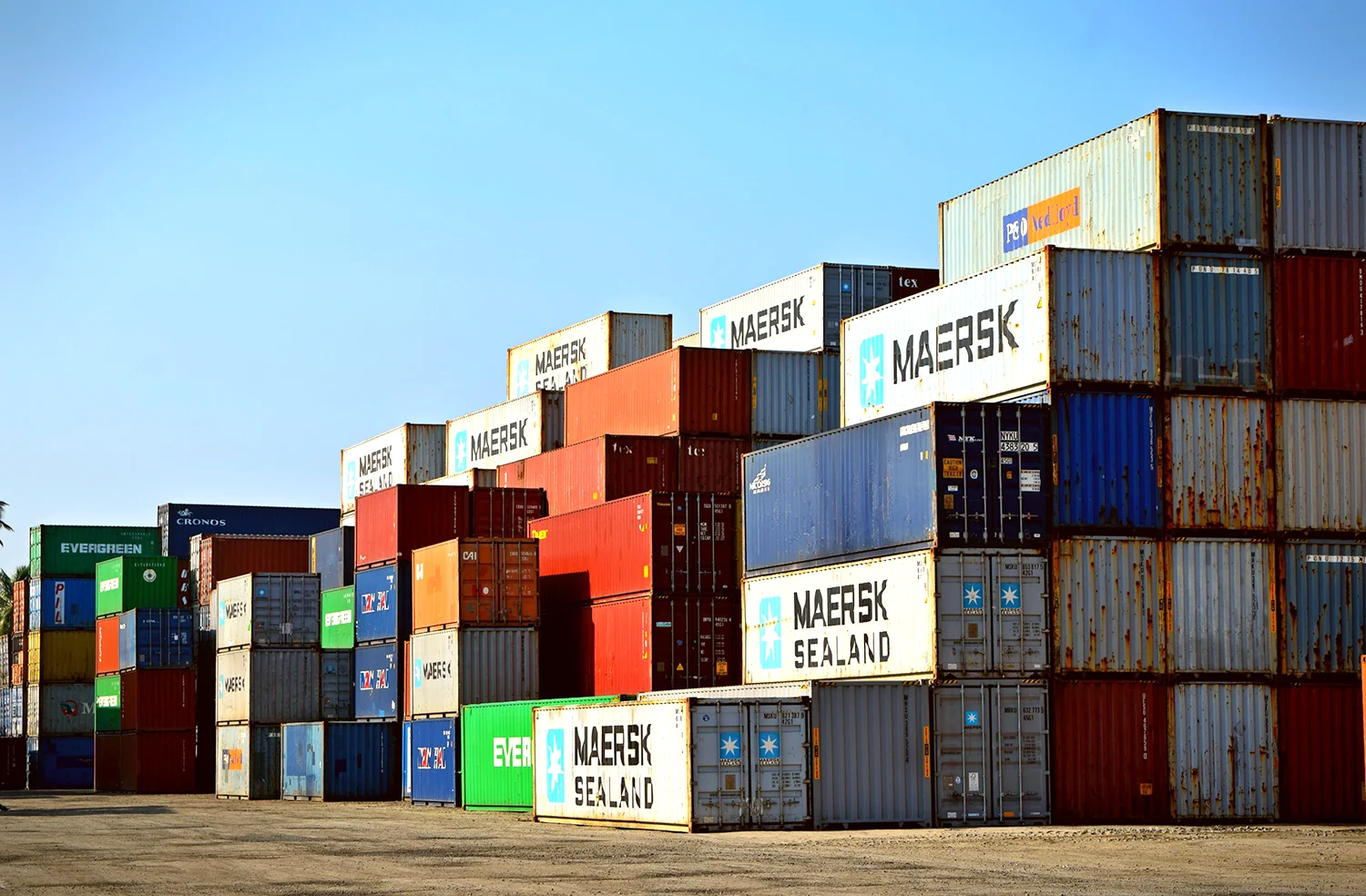 Stacks of freight containers